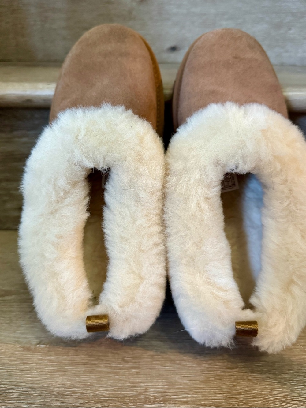 UGG Chestnut Suede Shearling Cuff Women's Slippers - Picture 3 of 4